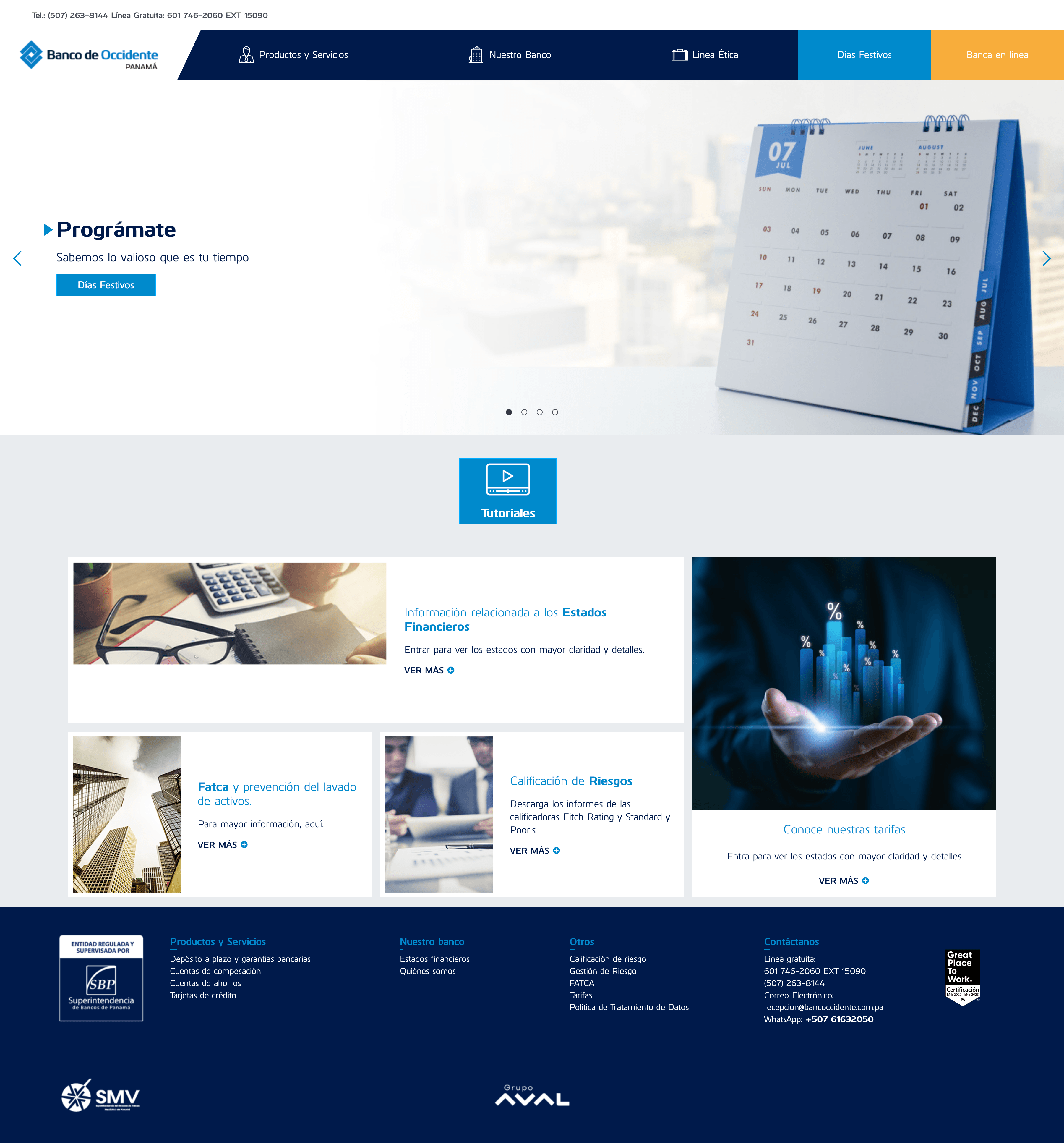 Sitio web de Banco de Occidente Panamá