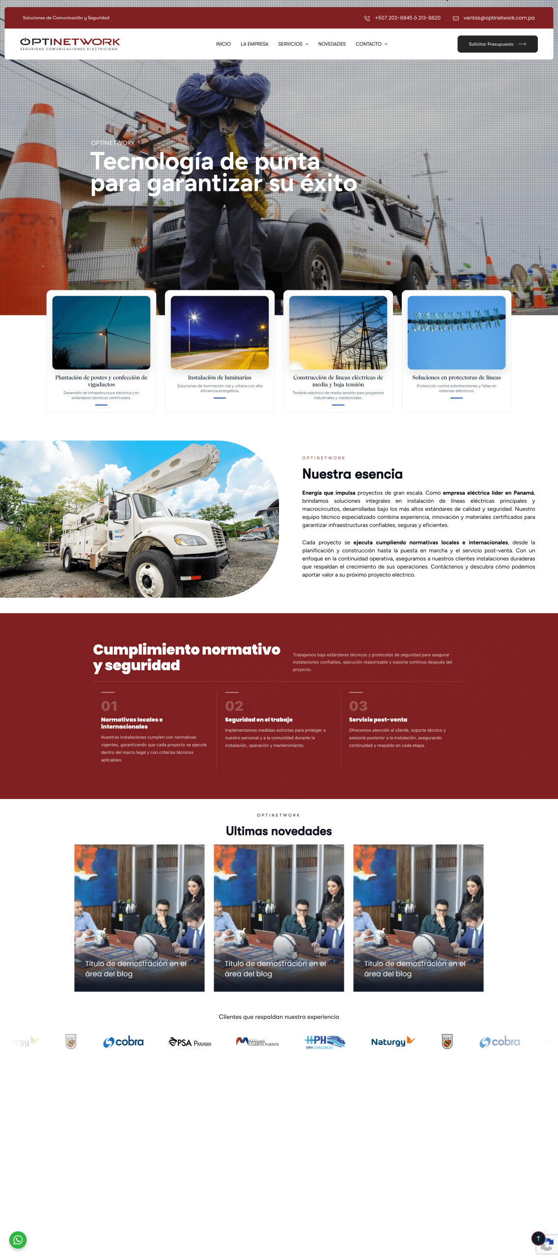 Sitio web de Optinet Communications