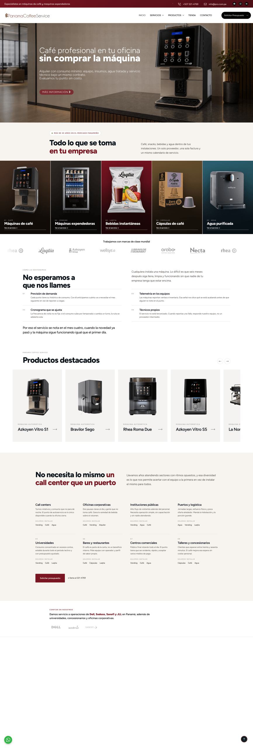 Sitio web de Panamá Coffee Service desarrollado por Ad Studio Panamá